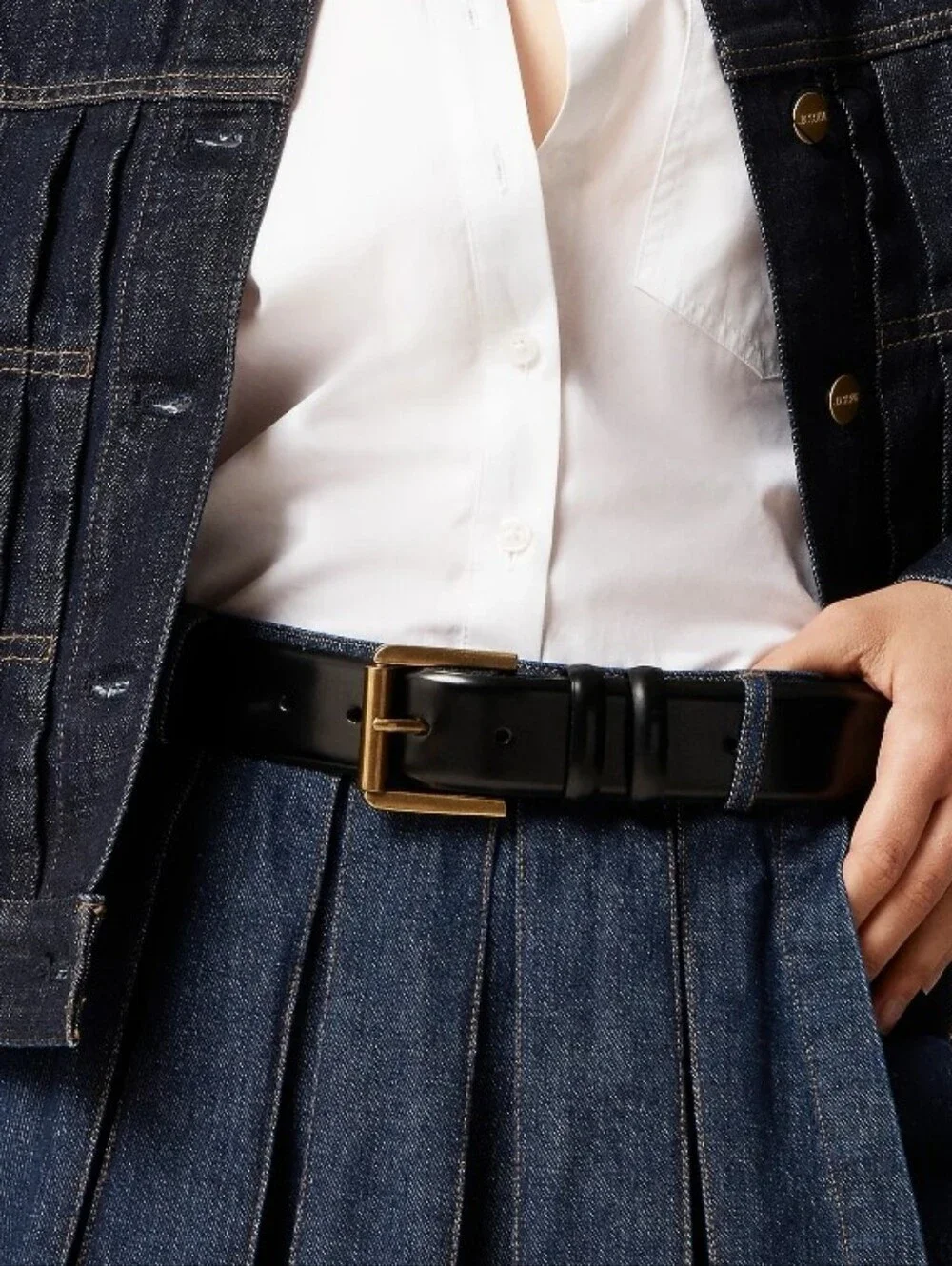 J. Crew Wide Spazzolato Leather Rollerball Buckle Belt - black